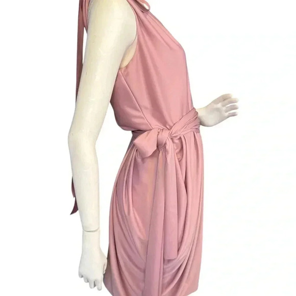 Vera Wang Bride's Maid Dress Light Pink Tie Bow Draped One Shoulder 12. - Picture 6 of 12